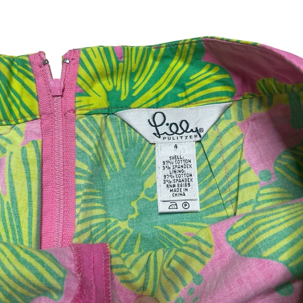 Lilly Pulitzer Hibiscus Vintage Skort Size 4 Pink Green Pockets - Picture 2 of 5